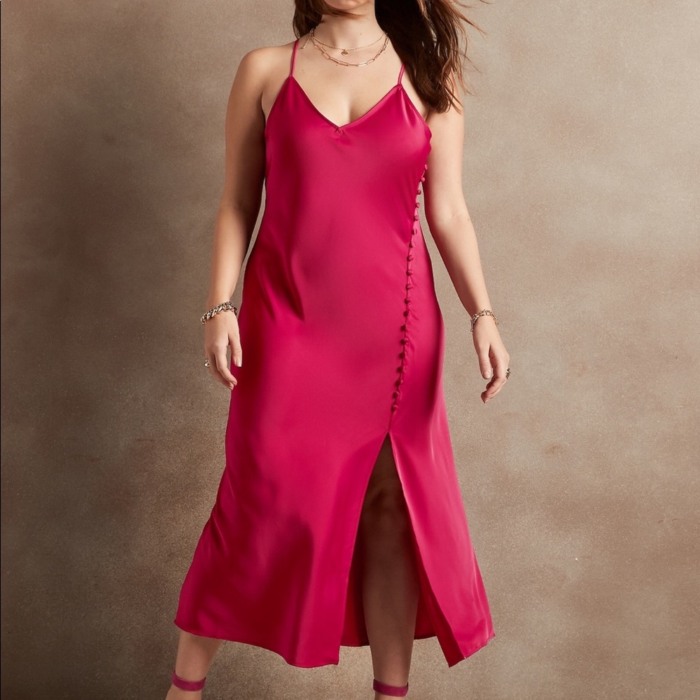 Banana republic satin slit dress